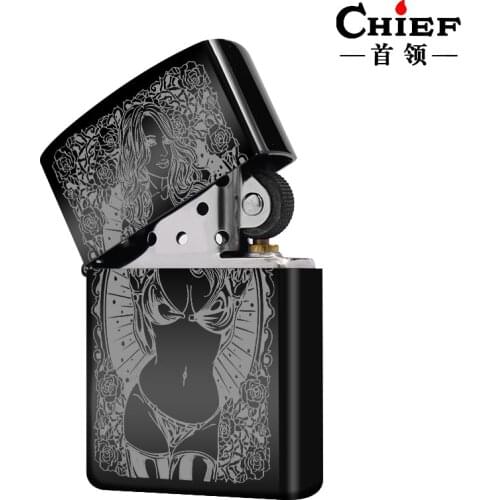Chief Skeleton Beauty Creative Kerosene Lighter Open Flame Cigarette Lighter Personality Metal Flint Grinding Wheel Smoking Set
