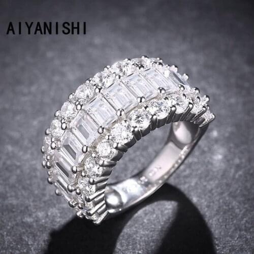 AIYANISHI Sona Half Eternity Rings Anniversary Rings Engagement Wedding Band Rings For Women Party Rings Gift Jewelry женские ко