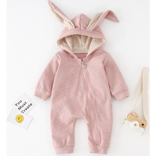 Baby Boy Girl Rompers Newborns Cotton Clothes Kid Spring Autumn Climbing Jumpsuit Cute Hooded Toddler Outerwear Clothing 0-18M