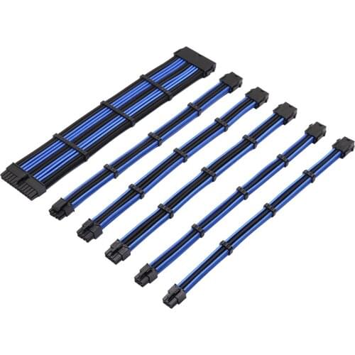 PC Sleeve Extension Power Supply Cable Kit 18AWG ATX/EPS/8-pin PCI-E/6-pin PCI-E