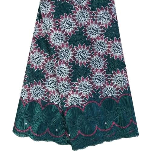 Lace fabric 2021 latest with stock embroidery African cotton fabrics voile lace popular Dubai style for party dress YPL11358