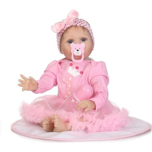 22" 55cm Reborn Doll Soft Real Gentle Touch Realistic Rooted Mohair Handmade Doll Toys for Girls XMAS Birthday New Year Gift