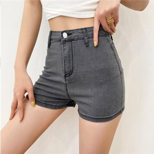 Summer jeans shorts women casual denim shorts korean skinny jeans women high waist shorts blue gray short jeans fashion 2021