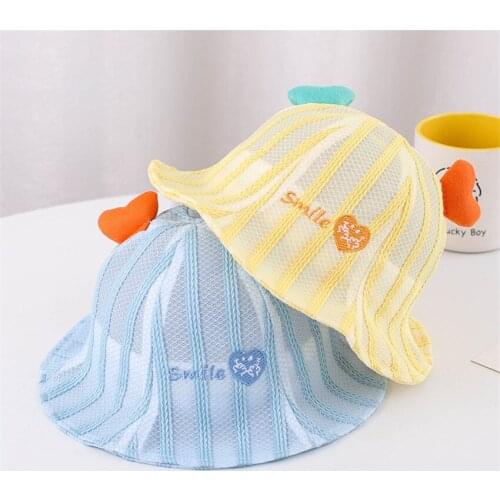 1-3 Years Old Summer Hat For Kids Girls Boys Outdoor Breathable Mesh Cotton Bucket Baby Children Fashion Cute Caps
