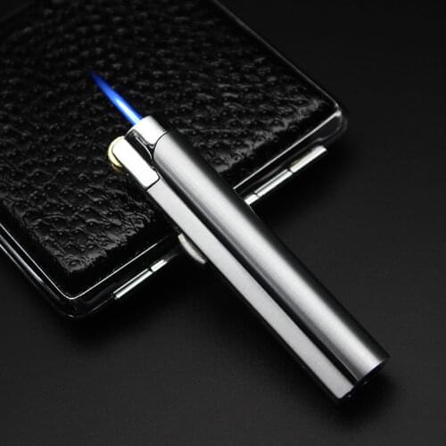 Metal Flint Lighter Windproof Jet Turbo Pipe Lighter Strip Wheel Ignition Torch Lighter Cigar 1300C Butane Gas Cigarette Lighter
