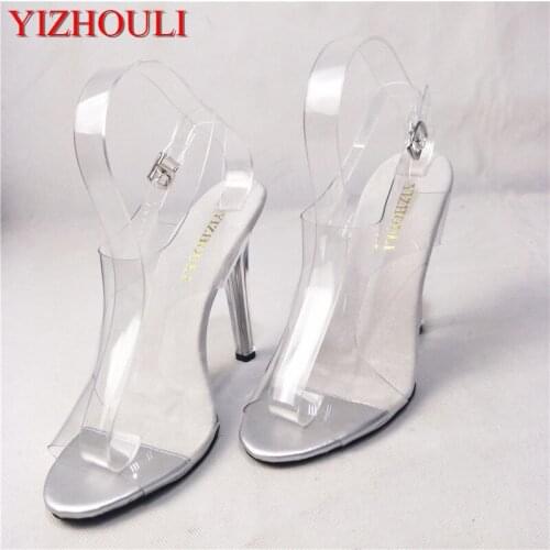 Transparent 12 cm sandals, new sexy show, club stage super high heels dancing shoes