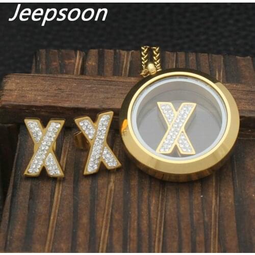 Fashion Stainless Steel Letter X Jewelry Silver Color Pendant and Earring Sets For Women SBJJAHCE