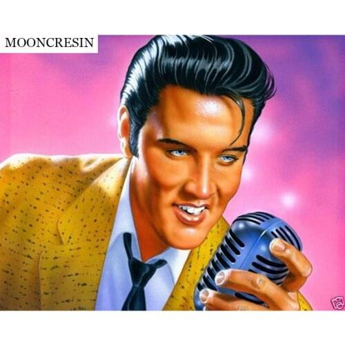 MOONCRESIN Full Square Diamond Embroidery 5D Diy Diamond Painting Cross Stitch Elvis Presley Needlework Mosaic Living Room Decor