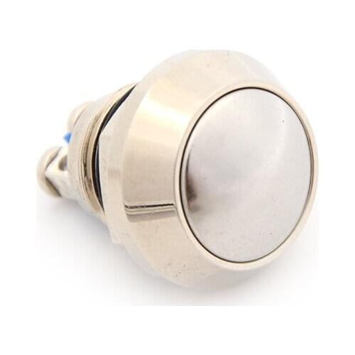 2018 New 12mm Metal Push Botton Waterproof Nickel Plated Brass Domed Push Button Switches 1NO Momentary Reset Screw Terminal