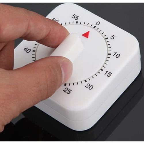 New 60 Minutes Kitchen Timer Count Down Alarm Reminder White Square Mechanical Timer for Kitchen SCI88