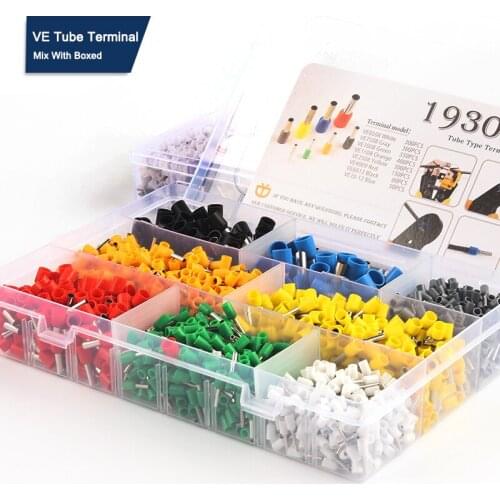 Boxed Cable VE Crimp Terminal Wire Connector Electrical Tube Terminals Multiple Box Pre-Insulated Crimping Sleeve terminal suit