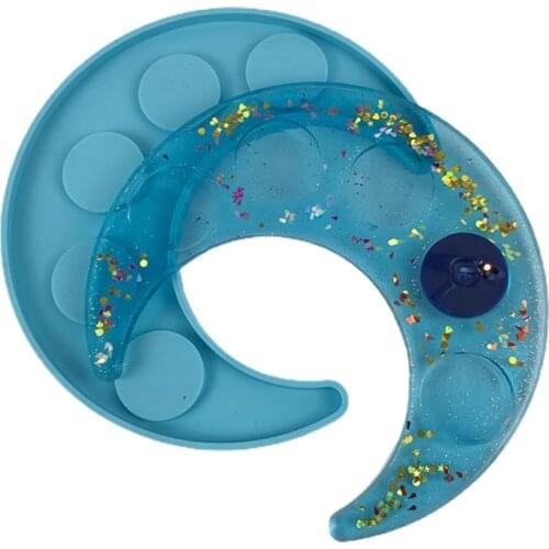 Essential Oil Tray Plate Epoxy Resin Mold 5-hole Moon Candlestick Silicone Mould DIY Crafts Decorations Casting Tools