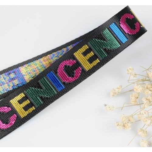 25mm Width Color band letter polyester striped cap with Ribbon durable pants skirt belt T-shirt DIY sewing clothing accessories