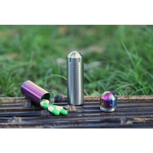 Portable Titanium -plated Stainless Steel Medicine Bottle Used To Outdoor Loaded Elderly Emergency Save Heart Pill Capsule