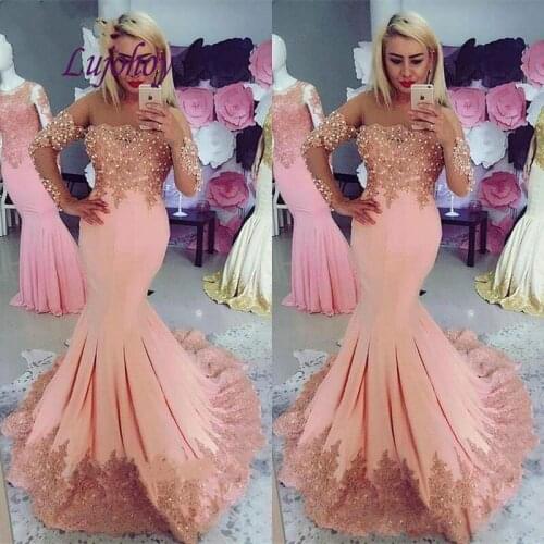 Sexy Long Sleeve Lace Mermaid Evening Dresses Party Plus Size Women Ladies Prom Formal Evening Gowns Dresses