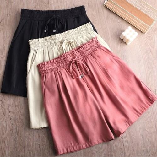 OUMENGKA 2020 Summer Women shorts Comfy Casual Elastic Waist Loose short feminino шорты женские pantalon corto mujer S-4XL