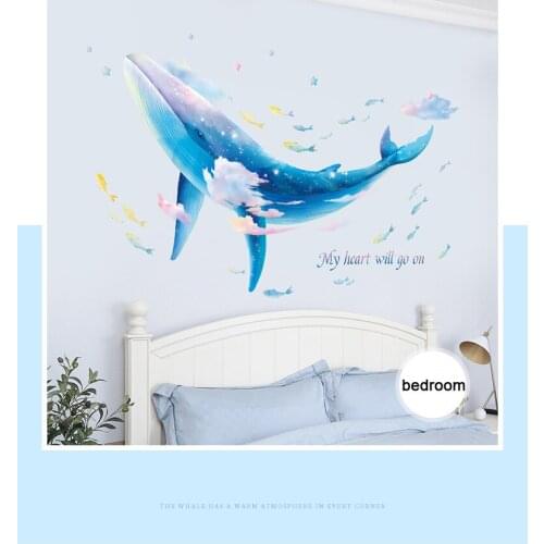 Nordic Whale Wall Sticker Living Room Sofa Backdrop Wall Decoration DIY Modern Teen Bedroom Decor Art Wallpaper Large Mural