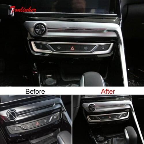 Tonlinker Interior Car Windshield Control Cover sticker for Peugeot 308 2014-19 Car Styling 1 PCS Stainless steel Cover sticker