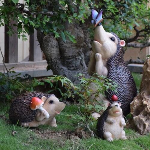 Garden Decoration Ornaments Simulation Hedgehog Sculpture Resin Animal Crafts Patio Landscaping Outdoor Decoration Accessories