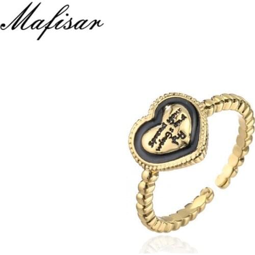Mafisar Vintage Bohemian Style Open Ring "spread your wing and fly" Heart Shape Ring For Women Girl Birthday Gift Wholesale