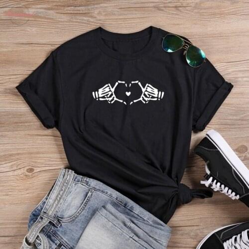Love You Gothic skull heart t-shirt women 100% Cotton funny quote grunge graphic tumblr Fashion casual unisex tee top fit tshirt