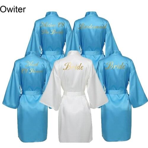 Owiter Women Satin Robe Bride Bridesmaid Robes Bridal Robe Wedding Robe Sleepwear Bathrobe Short Robe Silk Dress Teal Blue