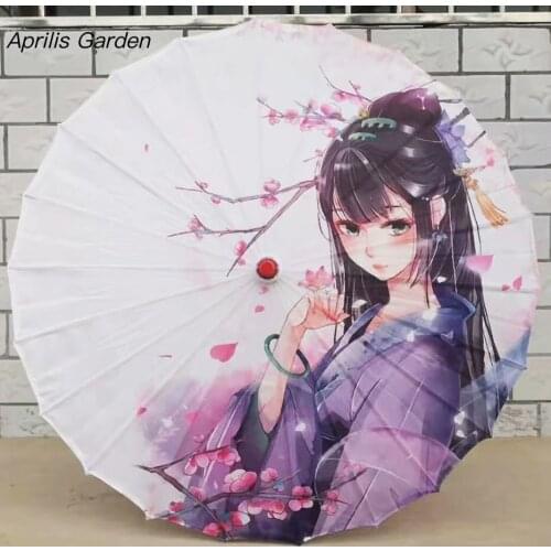 82cm Japanese style Silk Cloth Oil Paper Umbrella Dance Show Hanfu Chinese Silk Light Rainproof home Decor
