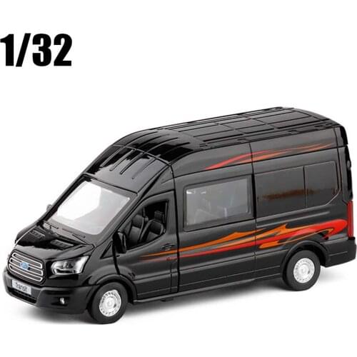 1/35 Transit Van Cargo MPV Diecast Model Car Toys With Pull Back Sound Light Kids Boys Gifts Free Shipping
