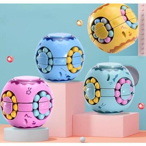 1pcs Rotating Magic Bean Fingertip Cube Childrens Finger Gyro Magic Disk Educational Round Puzzles Cube Toy Decompression Tool