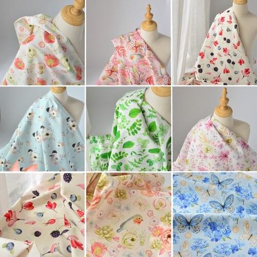 130x50cm Digital Printing Plain Cotton Fabric Handmade DIY Purse Frame Bag Childrens Clothing Floral Chinese Cloth