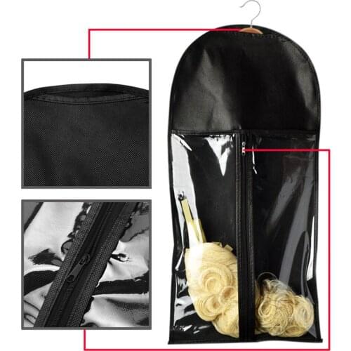 30 Pieces Professional Hair Extensions Wig Storage Bag Holder Case Dustproof Organizer Protect Wigs Pouch Black