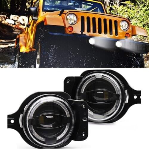 4 Inch LED Fog Lamp with Mounting Bracket 30W High Brightness Modified White Light for Jeep Wrangler JL 2018-2020