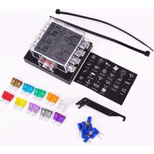 8 Way Circuit Car Fuse blocks Box 32V DC Blade Fuse Holder Box Block Auto Car Boat Unviersal Waterproof with fuse