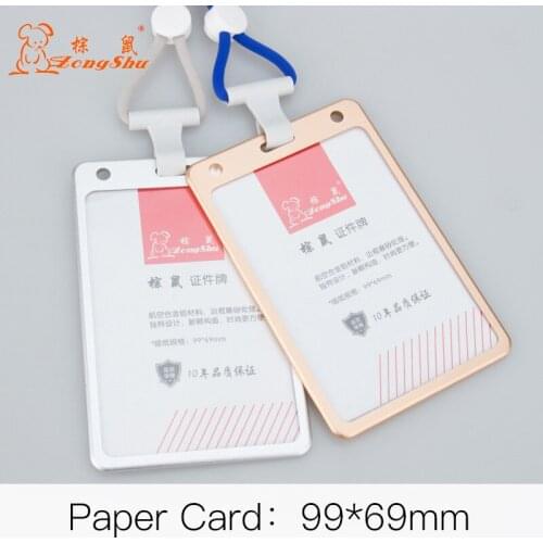 Zongshu Large New Alloy unisex employee cover Silver Conference Worker Badge Lanyard Cord Office Exhibition card cover