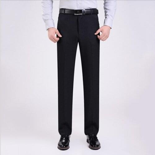 Top quality 2020 autumn Winter Casual business elderly Old men Staight High Waist loose trousers Suit Pants Plus Size 40