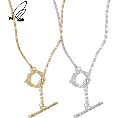 SSTEEL Sterling 925 Silver OT Buckle Chain Necklace For Women Vintage Minimalist Gold Collares Design Accessories Fine Jewelry