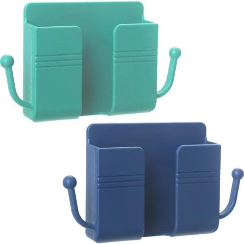 Phone TV Remote Control Storage Box Punch-free Hairdresser Storage Hook Rack Desk Organizer Holder Home Office Storage handsome