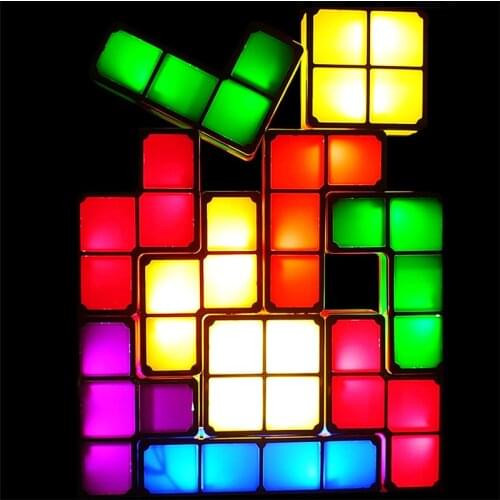 EU US UK Plug Night Light Tetra Block DIY Decorate Constructible LED Light Energy Saving Colorful Atmosphere Lamp Night Lamp