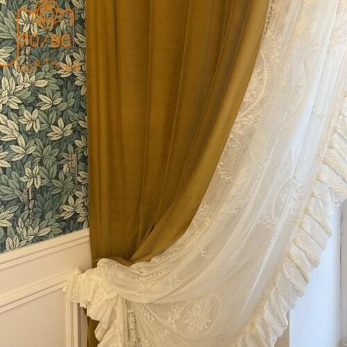 French Retro Gold High-grade Thick Cashmere Curtains Light Luxury Blackout Curtains for Living Room Bedroom Custom Products