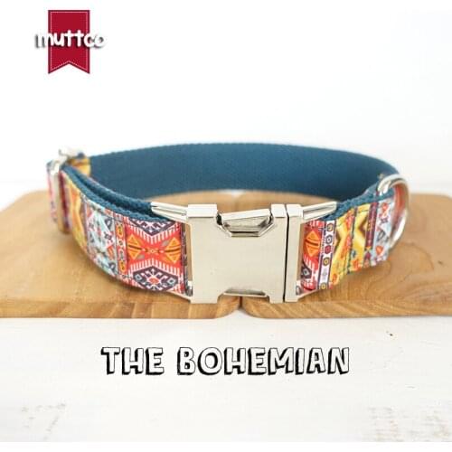 MUTTCO retailing handmade timeproof bow tie dog collar THE BOHEMIAN creative ethnic style dog collars and leashes 5 sizes UDC050