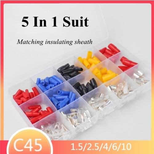 Cold Pressed Wire Terminal DZ47 Air Switch, Pin Connection, Copper Wire Nose, C45 Square Insert Terminals 1.5/2.5/4/6/10