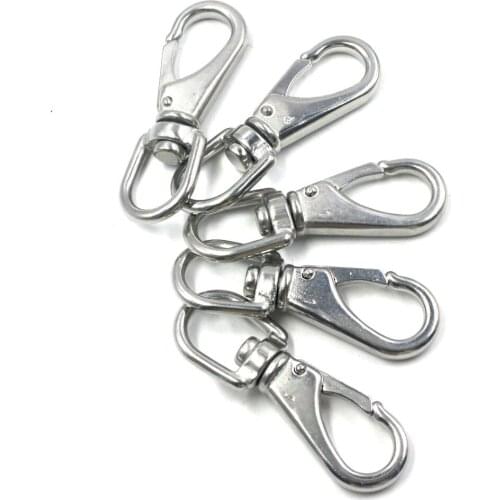 Silver 304 Stainless Steel Multi-use Boat Swivel Eye Snap Hook, Size 1#, a pack of 5