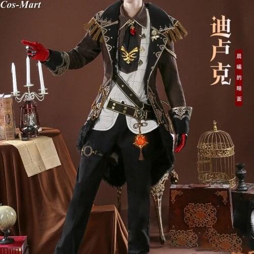 Hot Game Genshin Impact Diluc Cosplay Costume Males Brown Battle Uniform Full Set Activity Party Role Play Clothing S-XL New