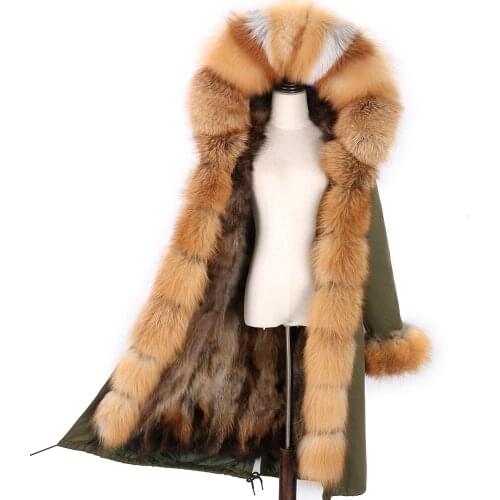 2020 Women Winter Jacket Real Fox Fur Coat Parka Hooded Natural Fur Lining Streetwear Detachable Female Raccoon Fur Overcoat