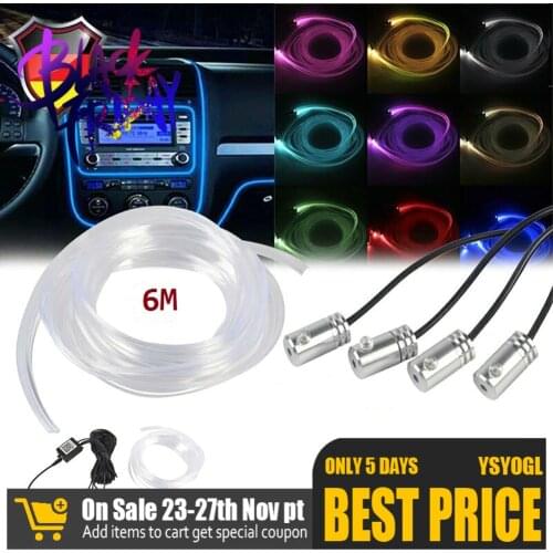 6m 12v Car Led Strip String Light Flexible Rope Tape Rgb Ambient Light String Lamp Bar Bluetooth App Control
