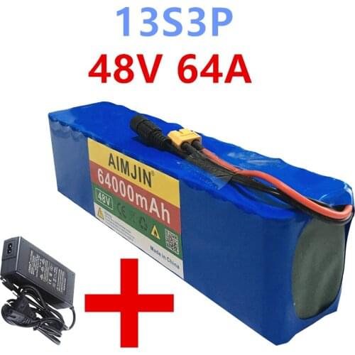 Original 48v Lithiumion Battery 48v 64Ah 1000w 13S3P Lithium Ion Battery Pack for Electric Bicycle Scooter with BMS+Charger