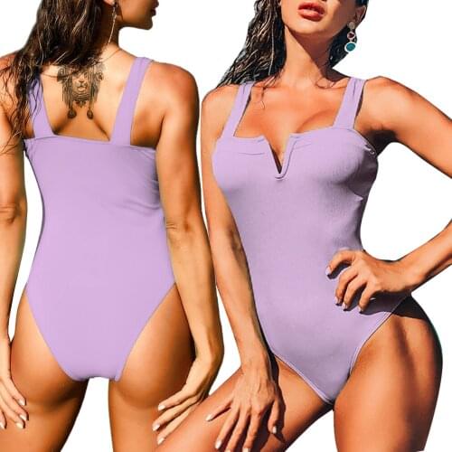 Meihuida Women Sexy Sleeveless Solid Color One-piece Swimsuit Fashion Bathing Suit for Ladies Female