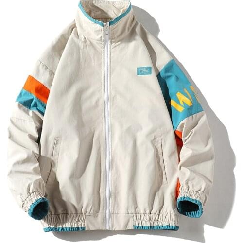 Hip Hop Mens Windbreaker Varsity Jacket Autumn 2020 Vintage Casual Patchwork Loose Mens Large Size Jackets Sportswear Streetwear