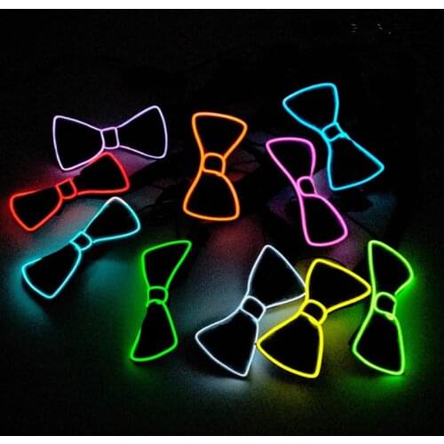 Men Glowing Bow Tie EL Wire Neon LED Luminous Party Haloween Christmas Luminous Light Up Decoration Bar Club Stage Prop Clothing