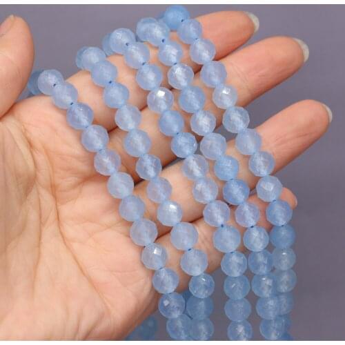 New Style Natural Stone Beads Round Section Ice-Aquamarine Loose Bead 8 MM For Jewelry Making DIY Necklace Earrings Accessory